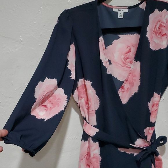 Bar III Floral Print Flounce Wrap Dress Maxi Length Size M - Picture 6 of 13